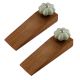 2 Pieces Washed Green Crackle Ceramic Melon Wooden Door Stopper